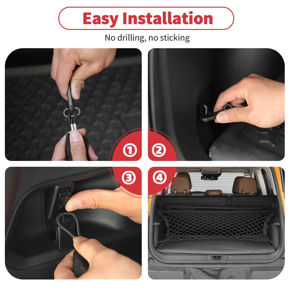Easy installation attaches to cargo area mounting points in seconds.