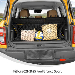 Durable polypropylene cargo net resists tearing for everyday use in busy vehicles.