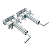Lippert Components 308287 quick-release pull pin visible on silver landing gear for easy setup