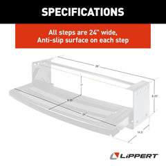 Lippert Radius 24 anti-slip-tape detail emphasizes safety traction