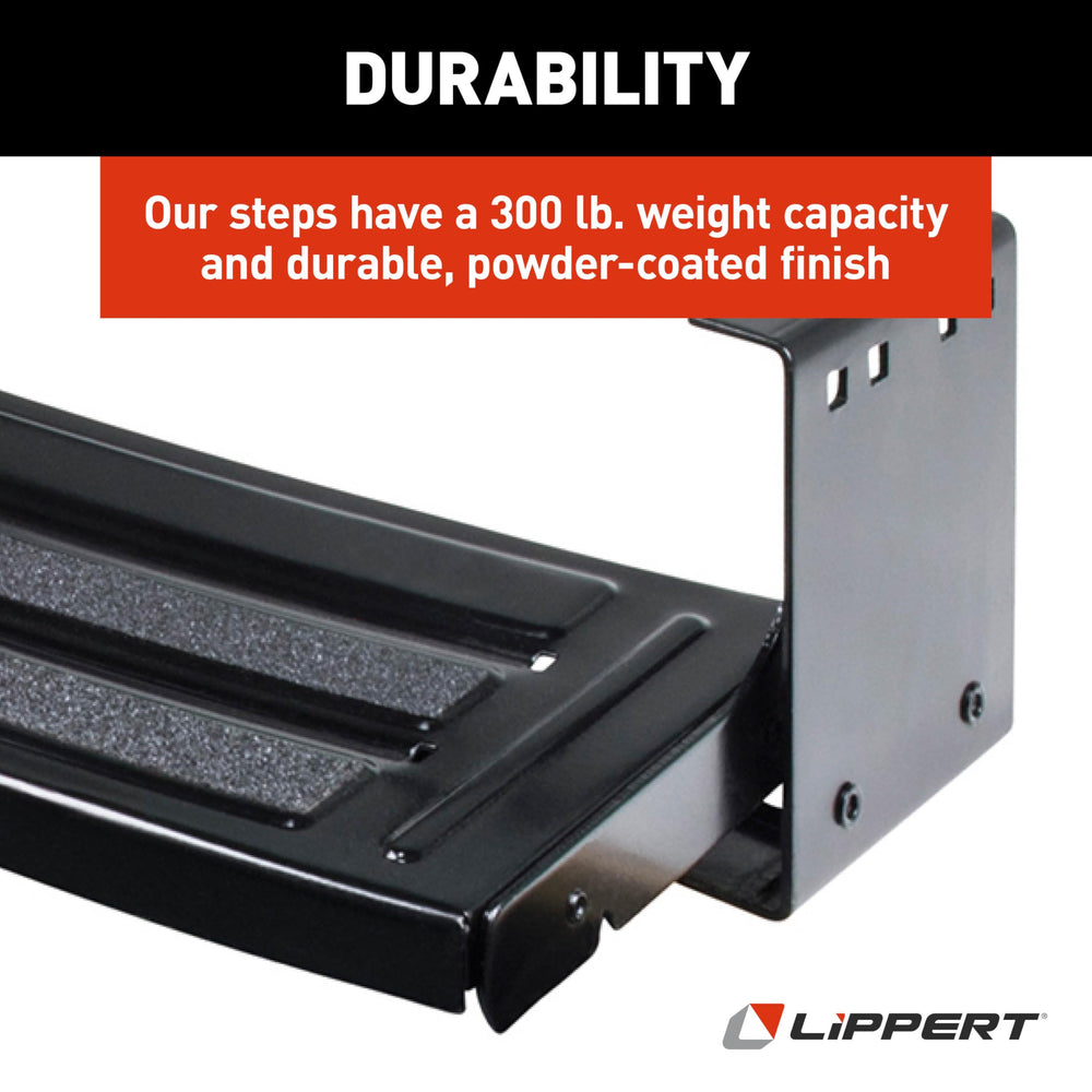 Lippert Radius 24 black powder coat finish resists outdoor wear