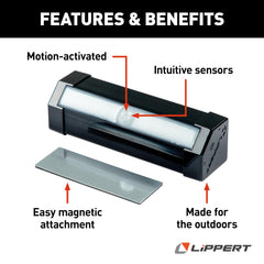 Lippert IP65 weatherproof housing protects against outdoor elements.
