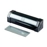 Lippert RV step light with magnets attaches quickly to stairs for easy setup.