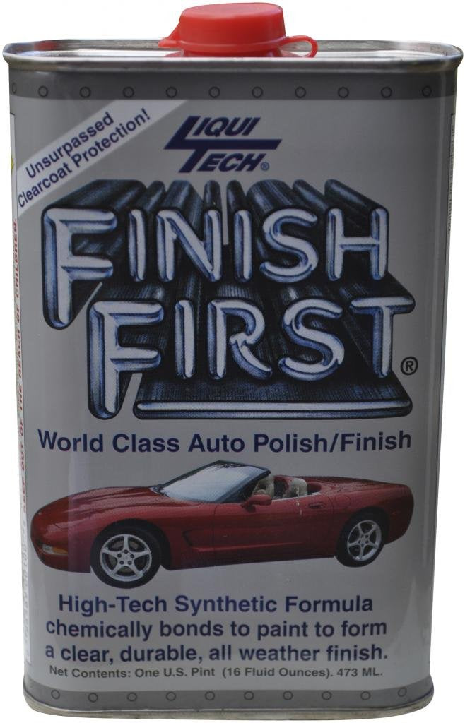 Liqui Tech Finish First Auto Polish bottle pouring for easy application