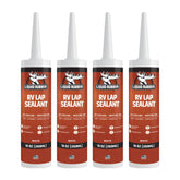 Liquid Rubber RV lap sealant flow demonstrates self-leveling roof sealing.