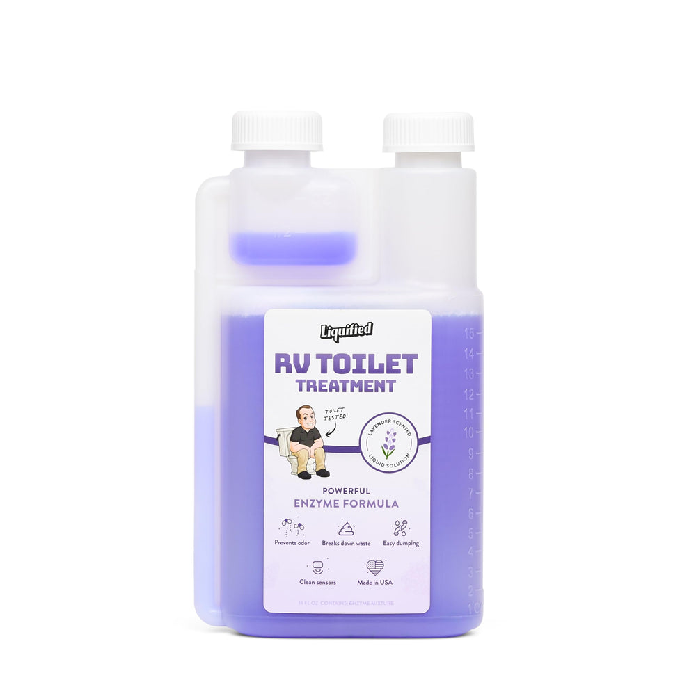 Liquified RV Toilet Treatment black-tank-digester for easier dumping on the road