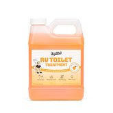 Liquified RV Toilet Treatment orange-scent bottle delivers fresh odor control.