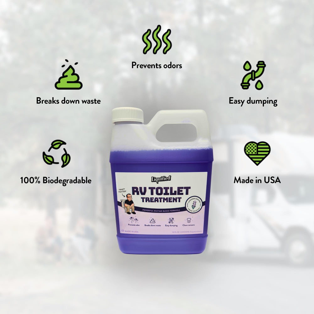 Liquified RV Toilet Treatment supports sensor cleaning for more accurate readings.