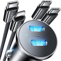 LISEN 90W dual fast car charger front view for rapid in-car charging on the go