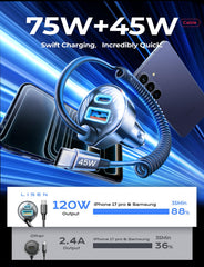 LISEN multi-port car charger lets everyone charge devices at once.