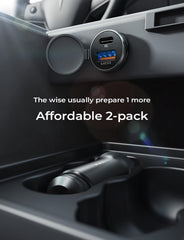 LISEN USB-C car charger dash setup demonstrates dual device compatibility.