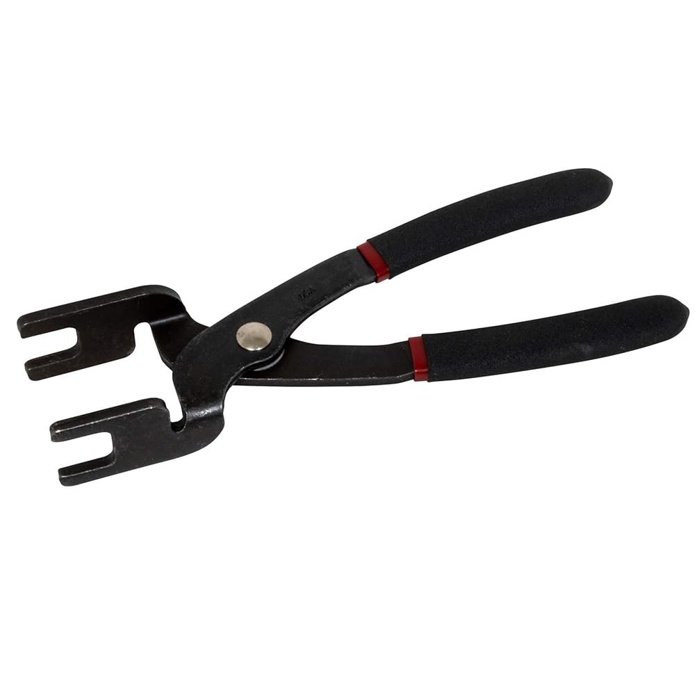 Lisle 37300 Fuel and AC Disconnect Pliers in hand offer extra leverage for quick-connect separation.