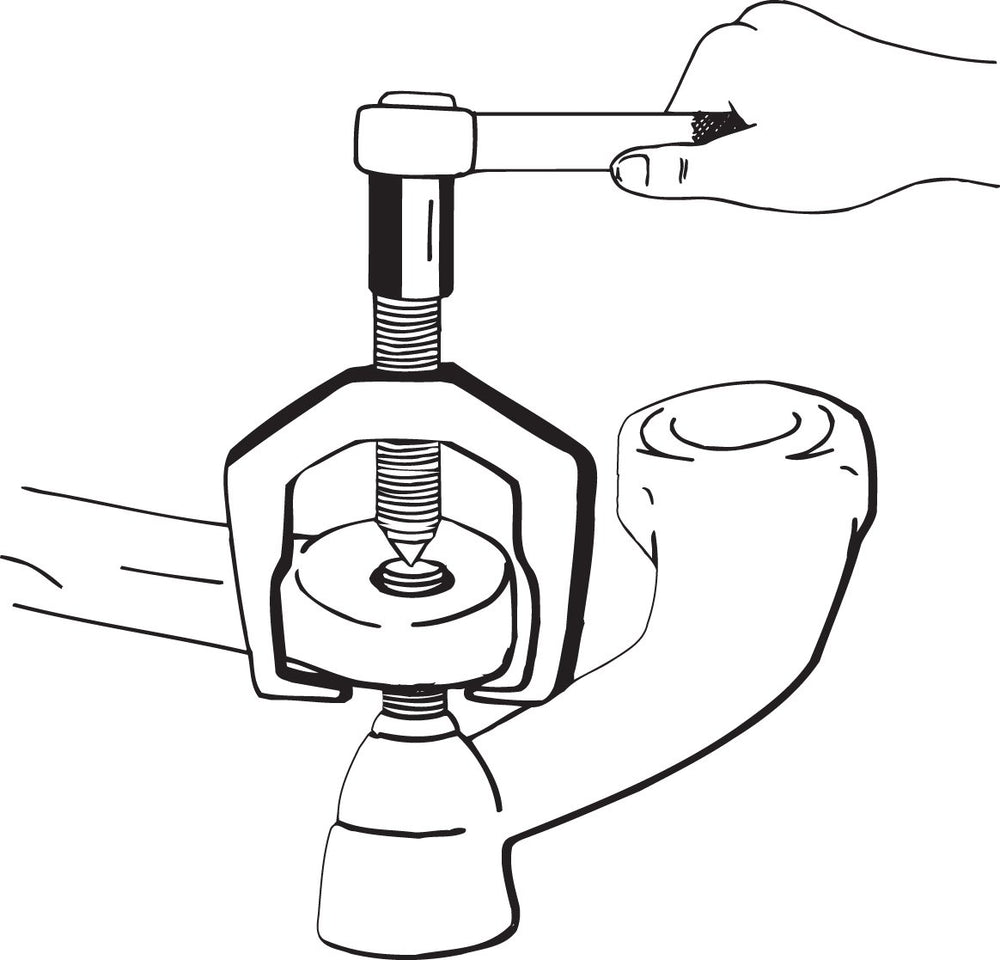 Lisle 41970 center screw tool in action for Ford pitman arm removal and arm alignment.