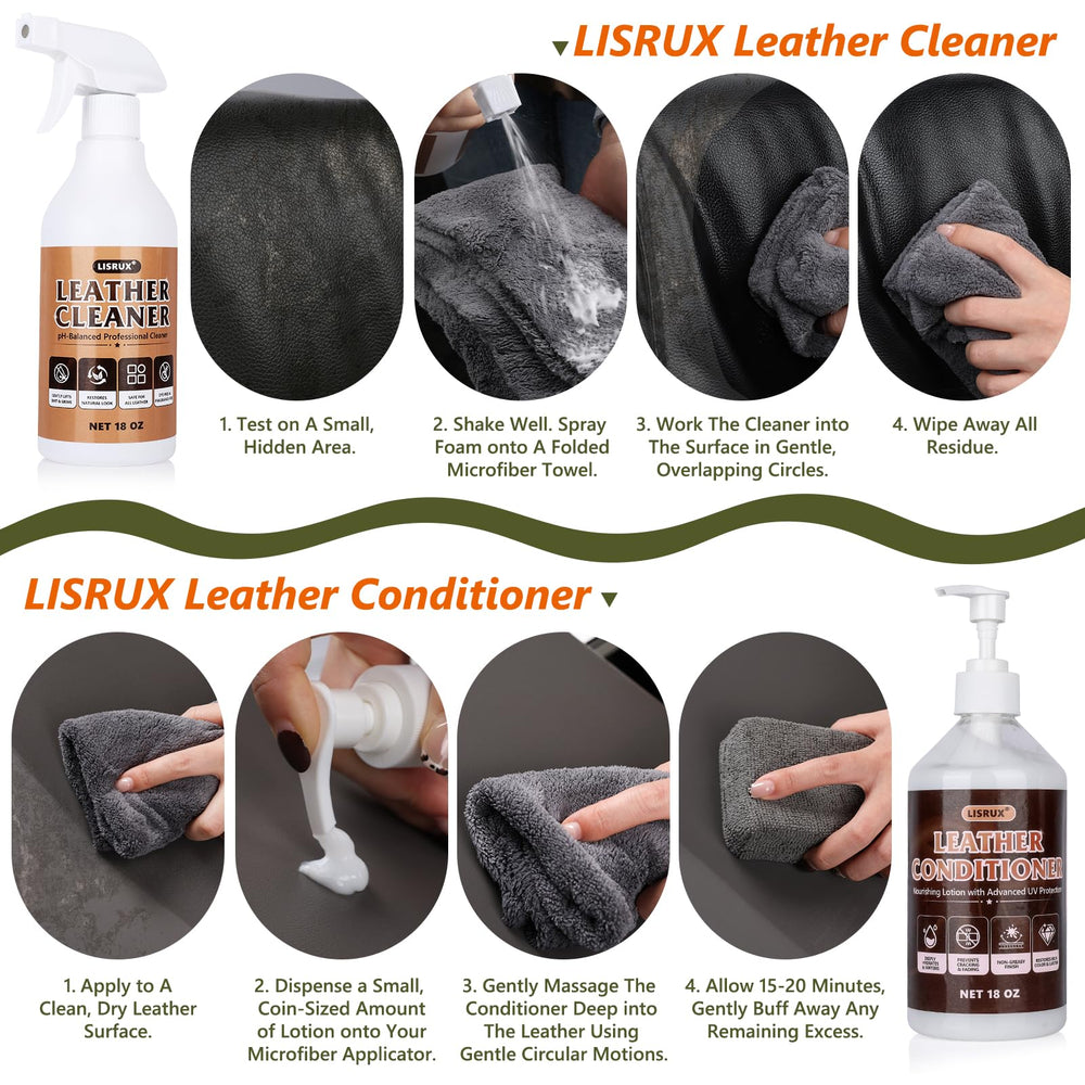 LISRUX leather care kit open packaging showing complete tools.