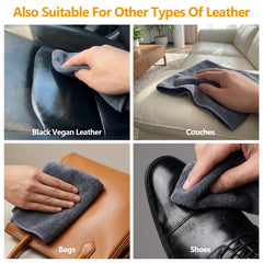 LISRUX vegan-leather-care shot emphasizes versatile surface compatibility