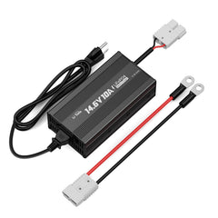 LitTime LiFePO4 charger front view with LED status indicator.