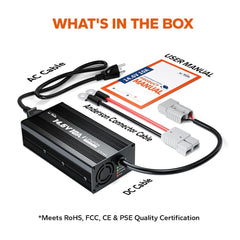 LitTime LiFePO4 charger packaging with safety certifications visible.