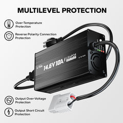LitTime LiFePO4 charger side panel shows compact, durable design.