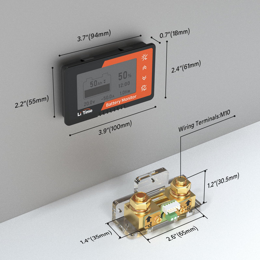 Litime 500A packaging includes monitor, shunt, wires, and tools for setup