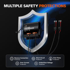 Litime aluminum housing with rugged M8 terminals for durable installation.