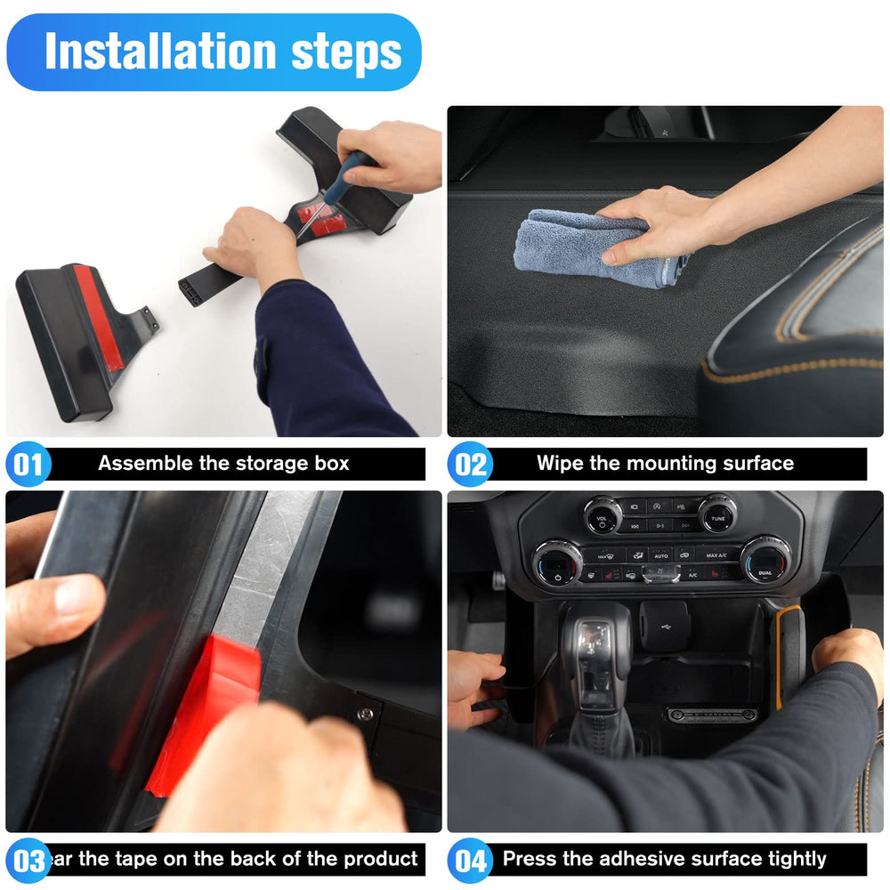 LitMiRaCle easy-install tray fits without glue or drilling in Bronco interior.