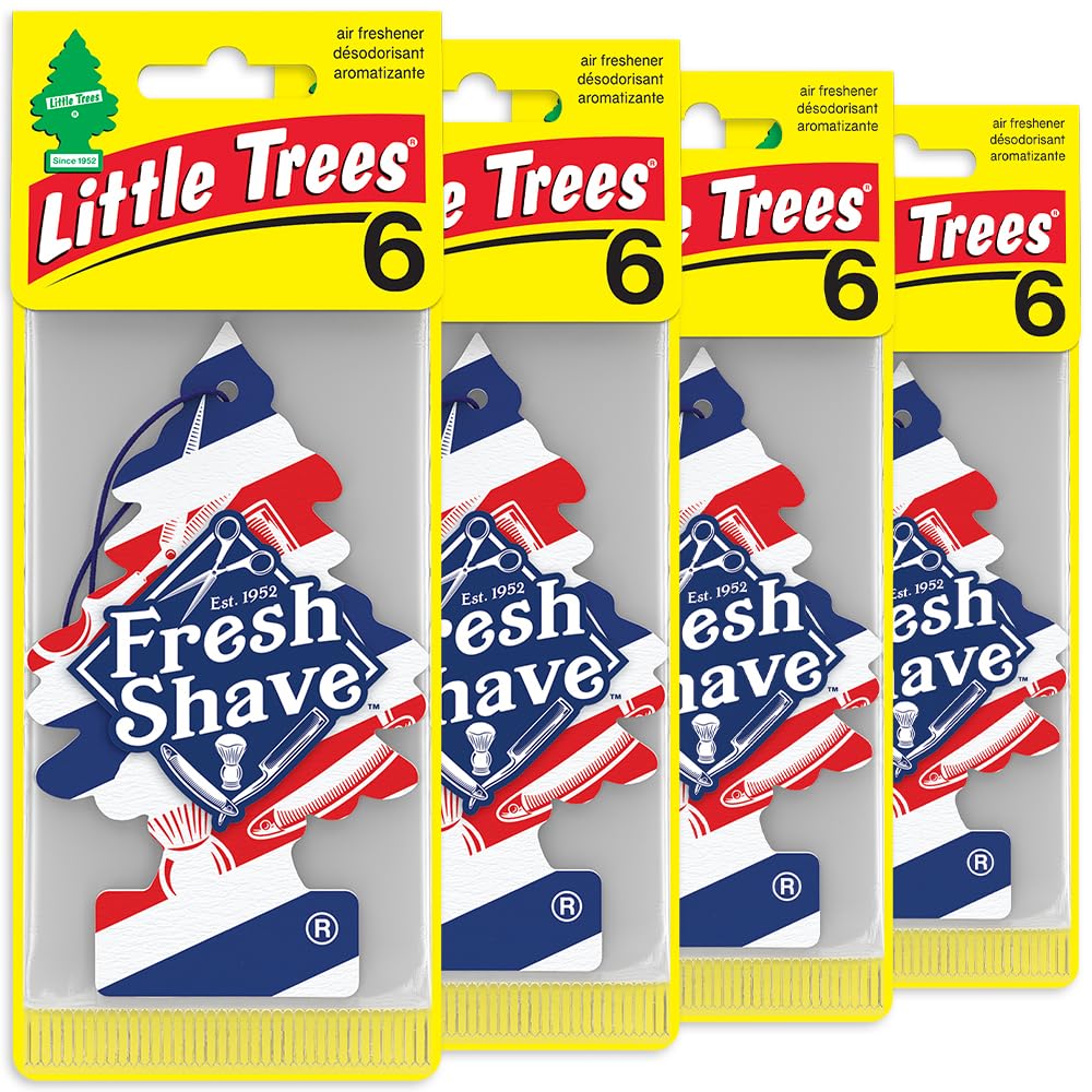Little Trees Fresh Shave hanging tree in car, delivering long-lasting scent during commutes.