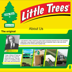 Little Trees hanging air freshener suggests easy aroma for daily commutes.