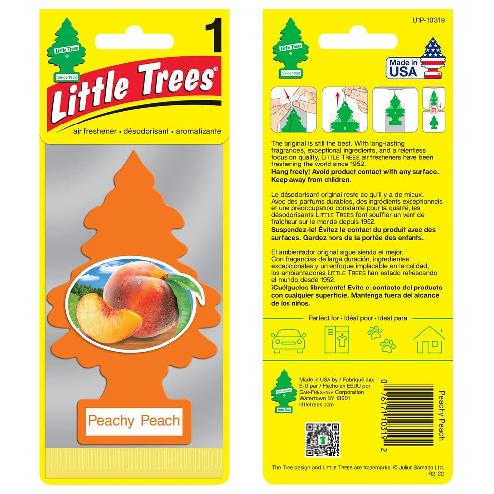 Little Trees Peachy Peach car dashboard air freshener for driving freshness.
