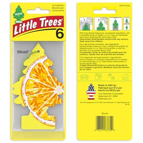 Little Trees sliced front view shows classic hanging aroma diffuser for car use.