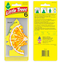 Little Trees sliced front view shows classic hanging aroma diffuser for car use.