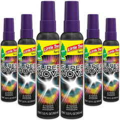 LITTLE TREES Supernova bottle closeup shows long-lasting fragrance for your car