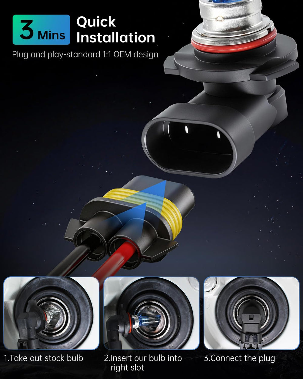 littlelucky 9005 HB3 brighter vision boost for night driving.