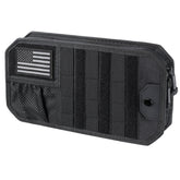 LIVANS Tactical Car Sun Visor Organizer front view with accessible sunglasses pocket.