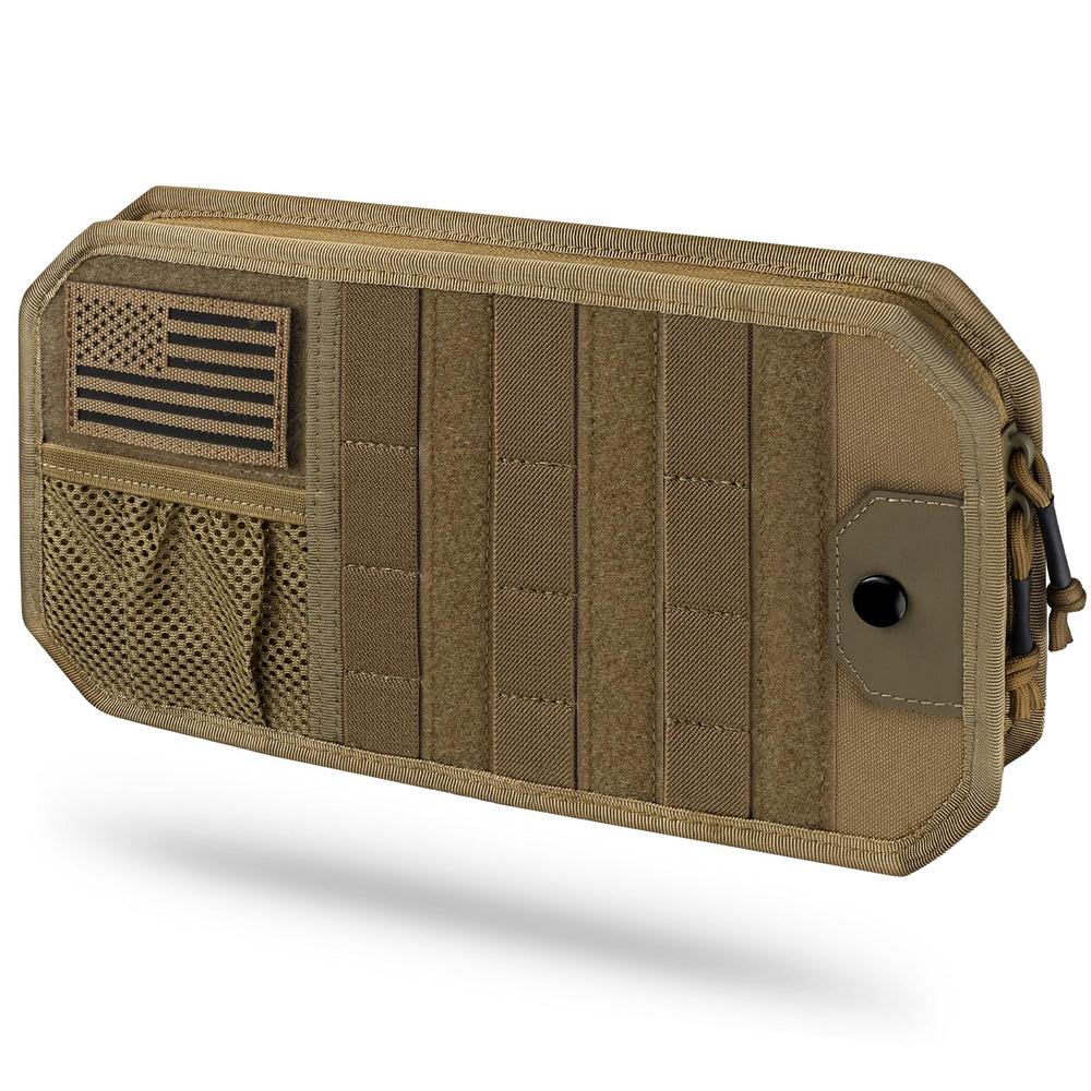 LIVANS tactical car sun visor organizer front view with organized compartments for quick access.