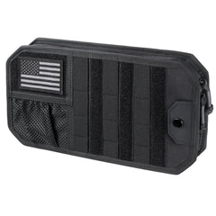 LIVANS Tactical Car Sun Visor Organizer front view with accessible sunglasses pocket.