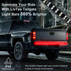 LivTee IP68 weatherproof tailgate light mounted on a truck