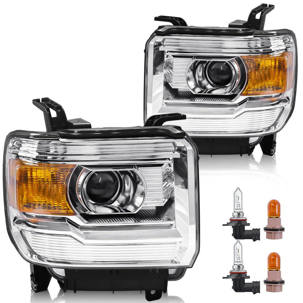 LIWEDFG headlight assembly for GMC Sierra left driver with precise fit and chrome housing.