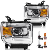 LIWEDFG headlight assembly for GMC Sierra left driver with precise fit and chrome housing.