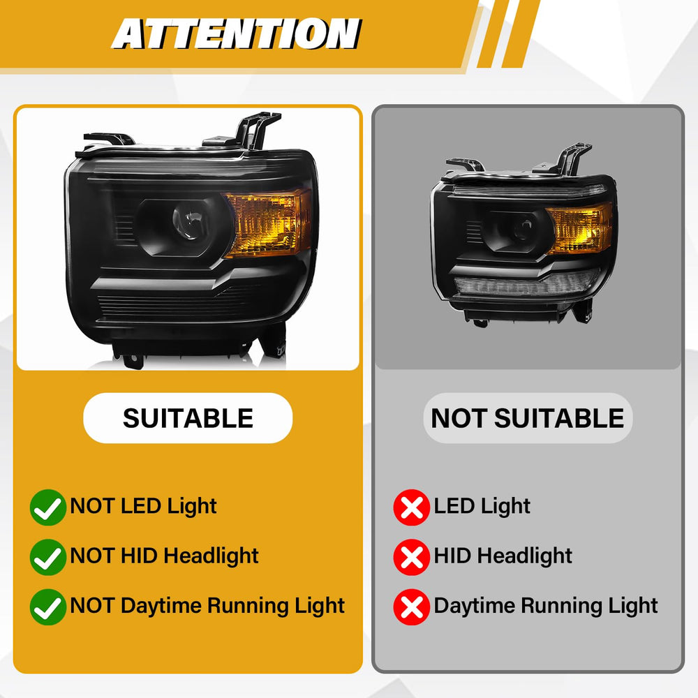 LIWEDFG Sierra headlight assembly front view shows OEM-style housing