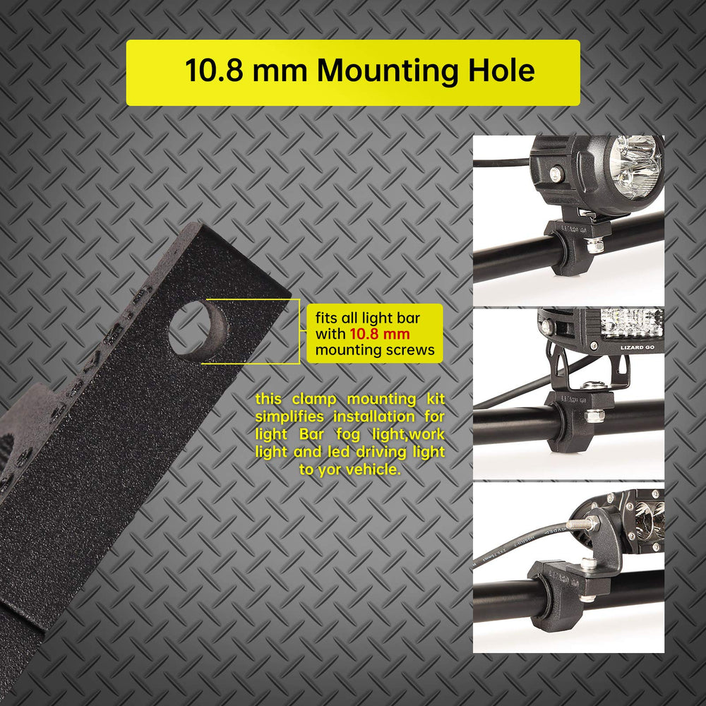 LIZARD GO Tube Clamps with rubber inserts protect finishes during mounting.