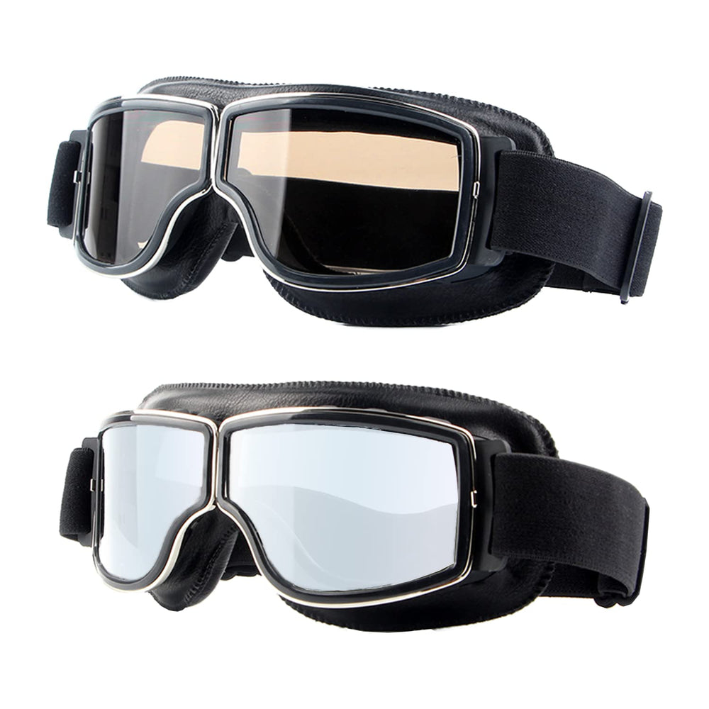 LJDJ motorcycle goggles 2-pack packaging view shows branding and storage convenience.