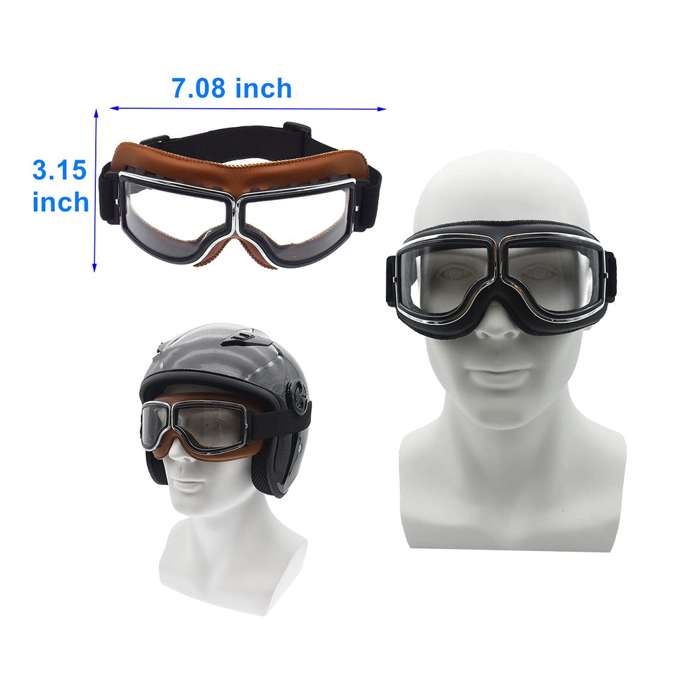LJDJ vintage pilot style goggles with PU leather frame.