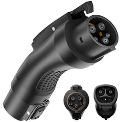 LJH Tesla to J1772 adapter in box for secure setup and easy charging.