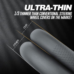 Inner rubber with non-slip plaid stabilizes the cover on the wheel.
