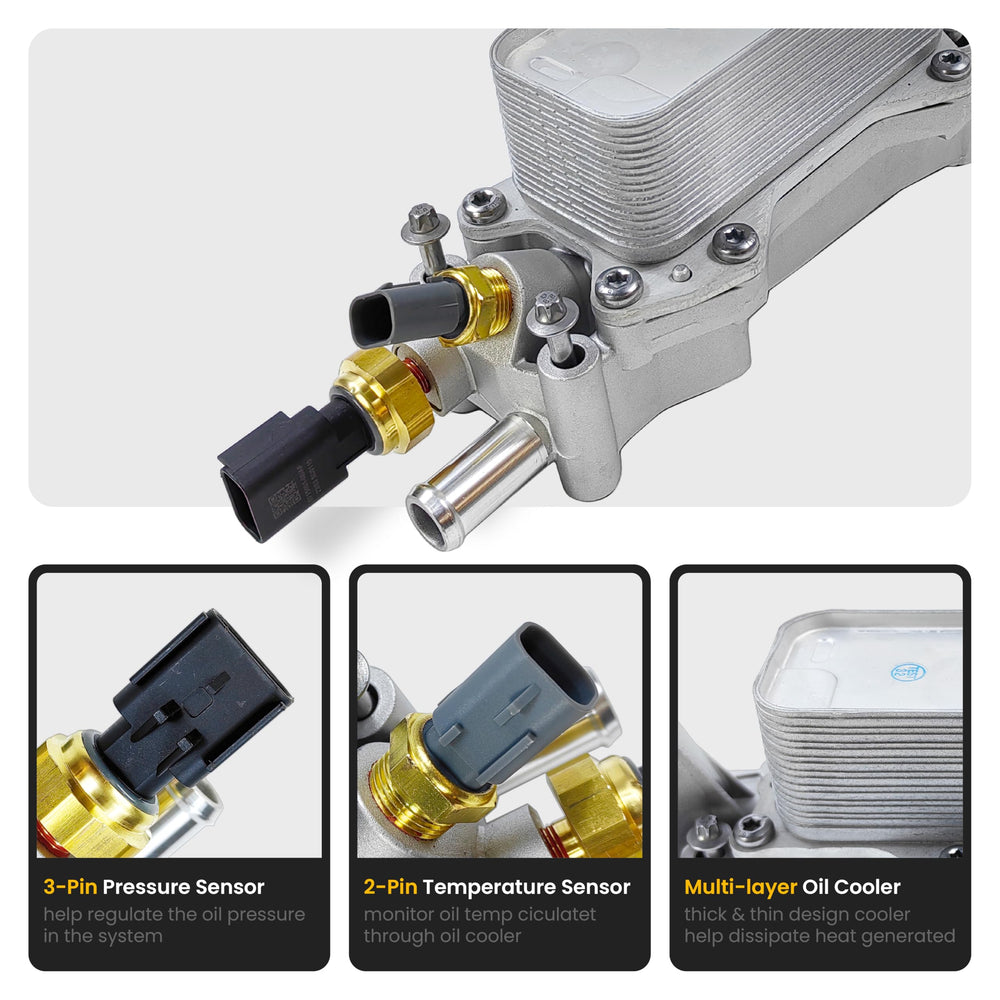 LLNSEAUTO oil-filter housing front view highlights integrated design for smooth oil flow.