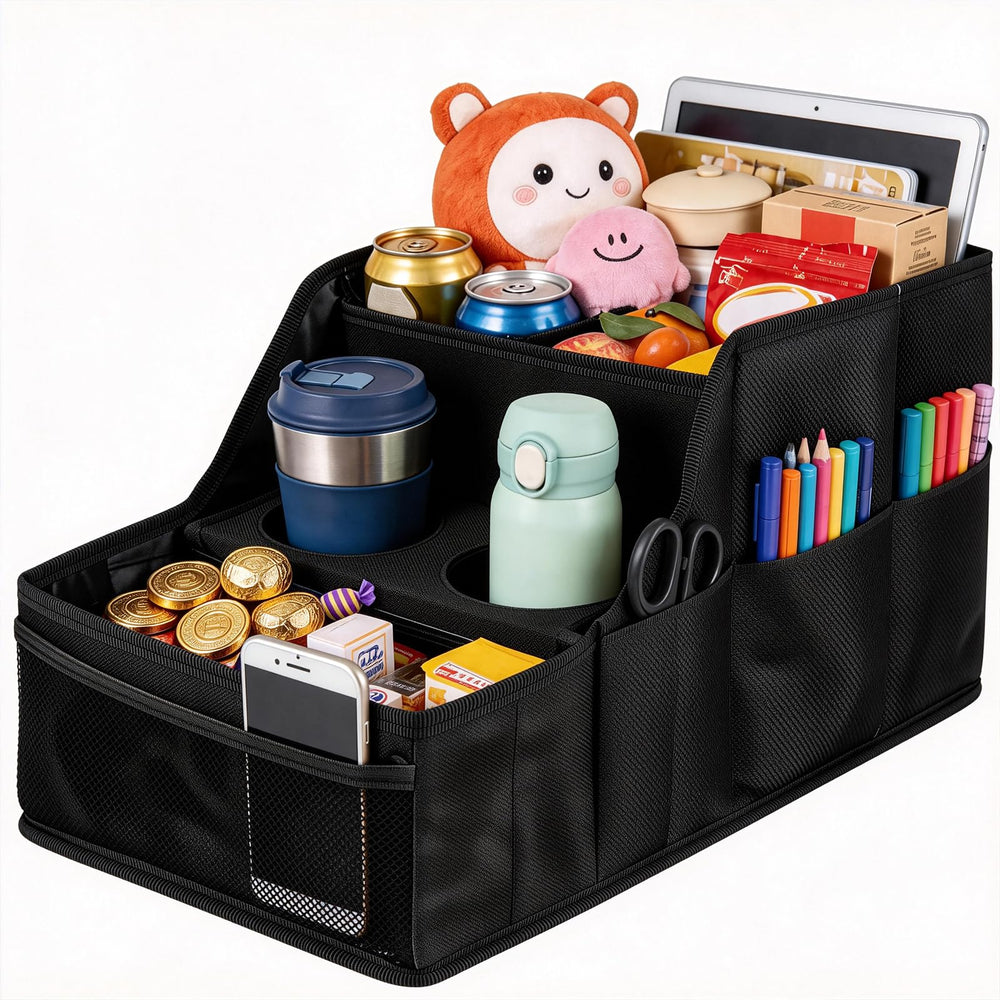 LLPHOACI front-seat-6-compartments organizer provides quick access to essentials during commutes.