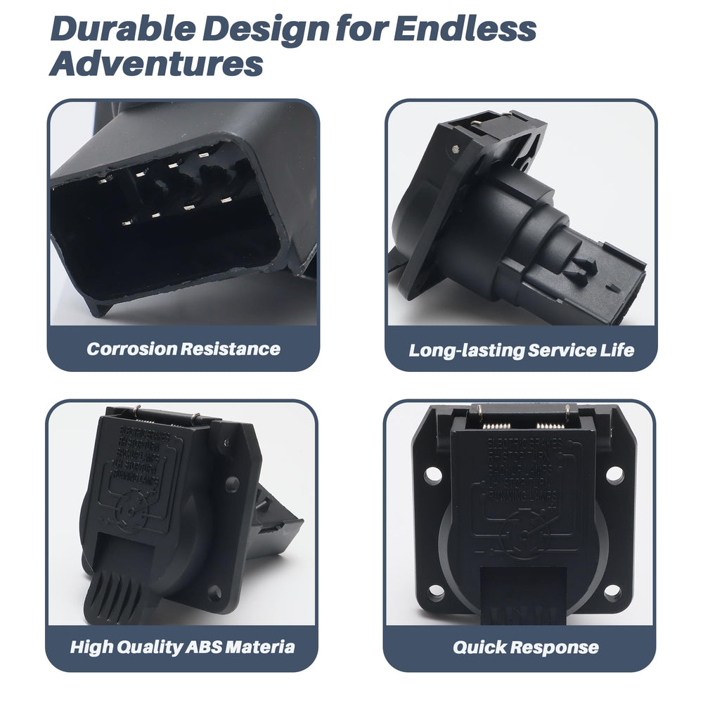 LLYZFED 7-Way trailer plug's secure clip ensures reliable on-road connections.