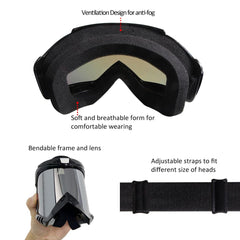 LMAVAG powersport goggles with flexible PU frame and helmet-ready compatibility.