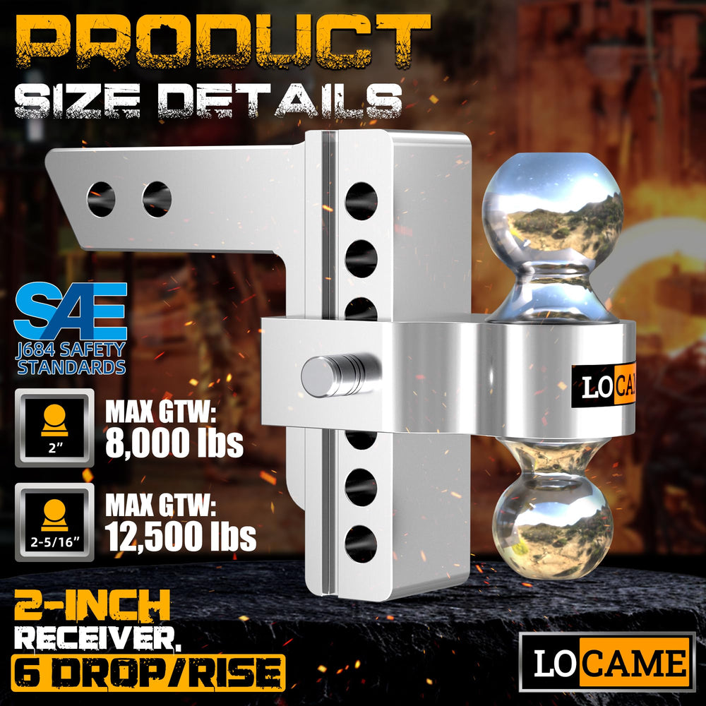 LOCAME 2-inch hitch ball rated 8,000 lbs for sturdy towing