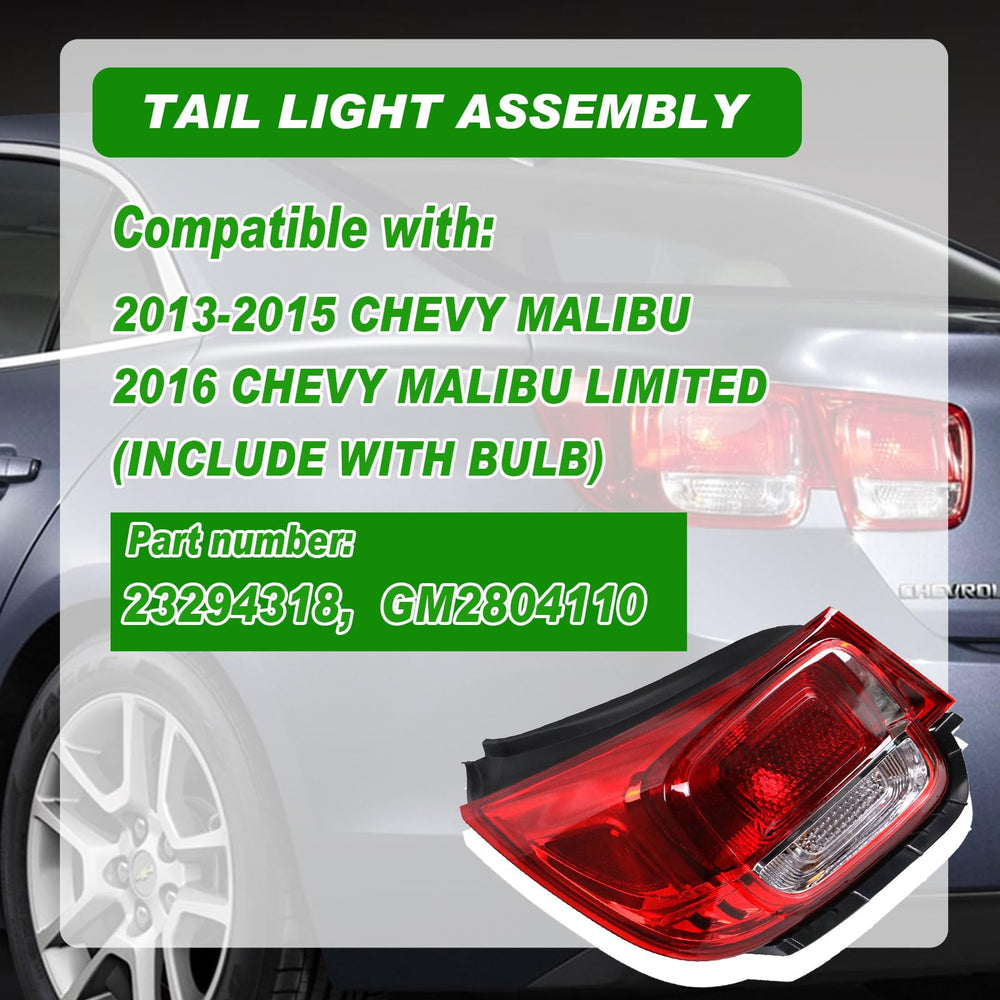 Lochnchn Malibu rear left tail light assembly improves visibility and safety.